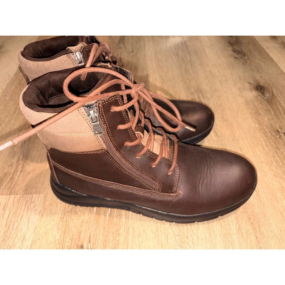 Anodyne No. 90 Brown Leather Dual Zip Trail Boots Mens 11 M090-20-M-110